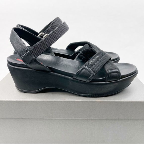 Prada Shoes - Prada Black Crisscross Nylon Platform Sandal